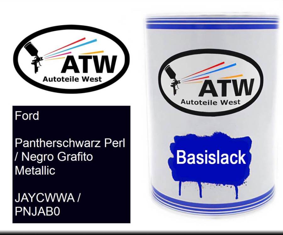 Ford, Pantherschwarz Perl / Negro Grafito Metallic, JAYCWWA / PNJAB0: 500ml Lackdose, von ATW Autoteile West.